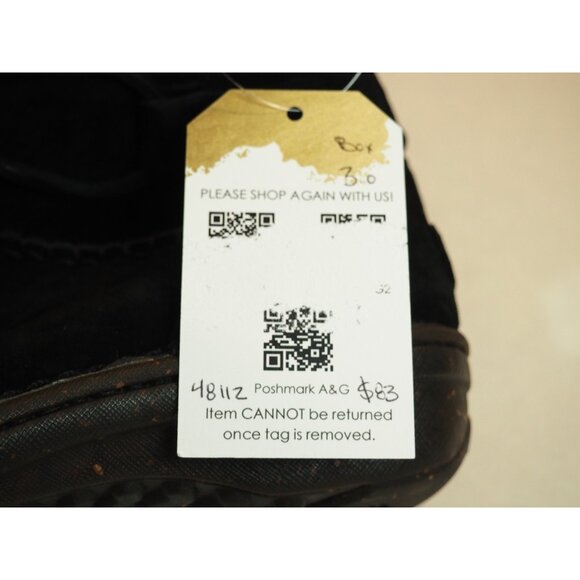 Ugg Black Leather Suede Tweed Cuff Sheepskin Lined Laced Boots, Size 9 (US) - Picture 12 of 12